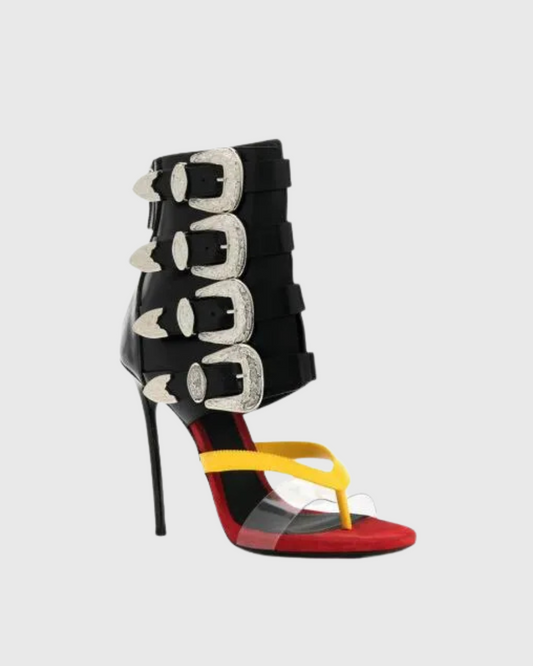 Baba Buckle Deconstruct Sandals In Black