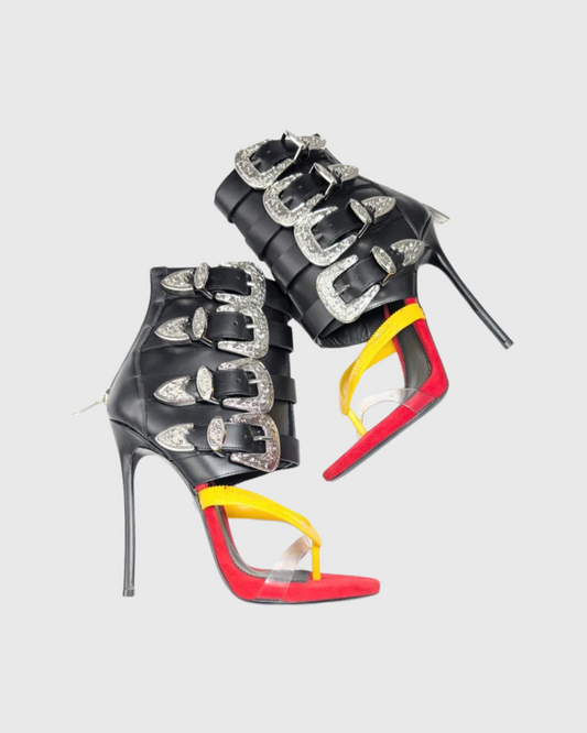 Baba Buckle Deconstruct Sandals In Black