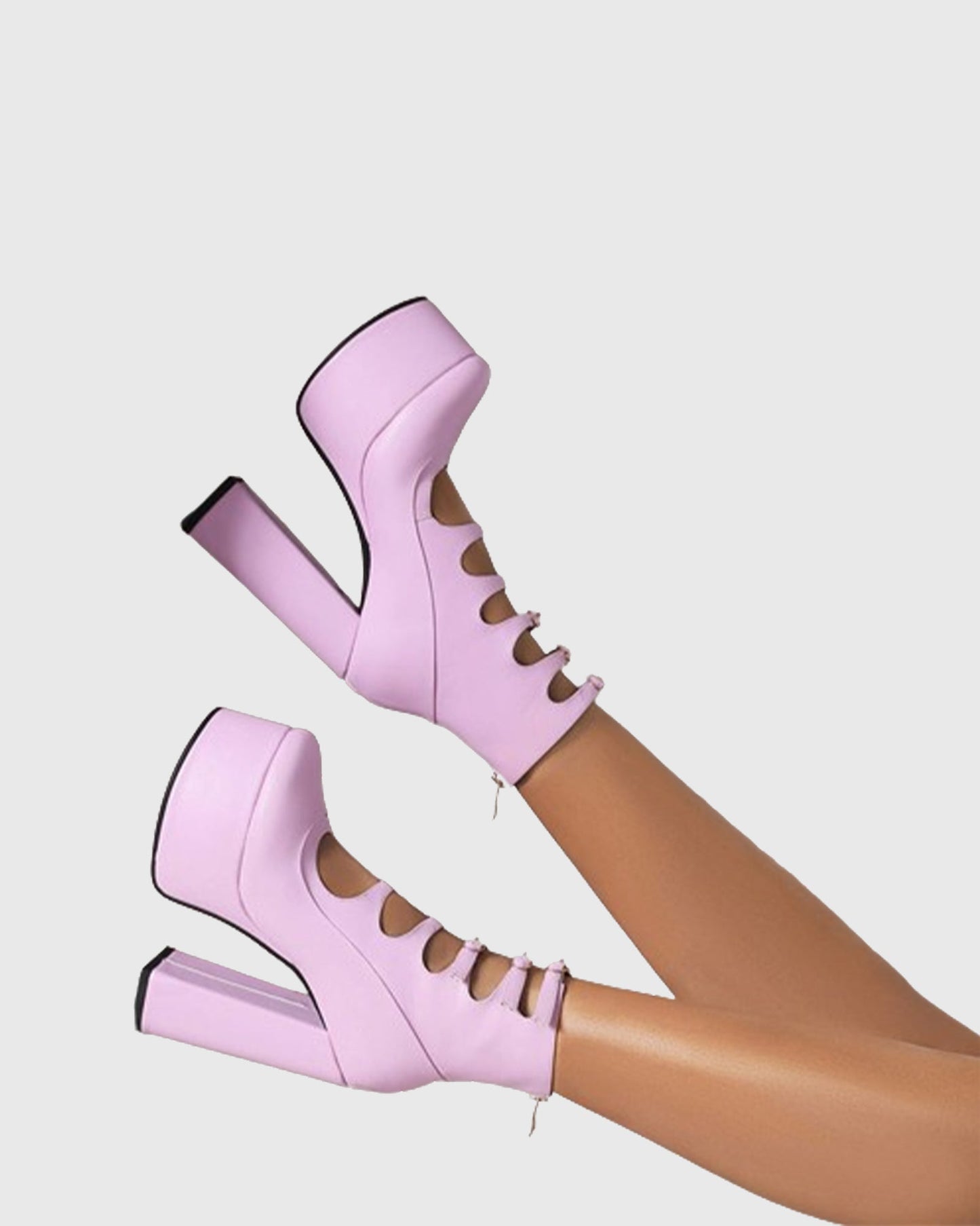 Barbara Cutout Buckle Platform Ankle Boots In Purple