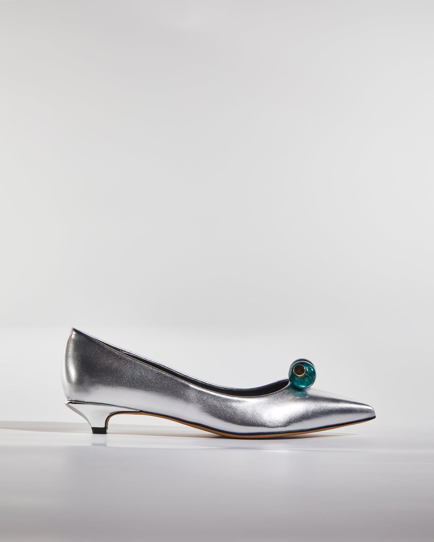Bay Beads Metallic Kitten Heels In Silver