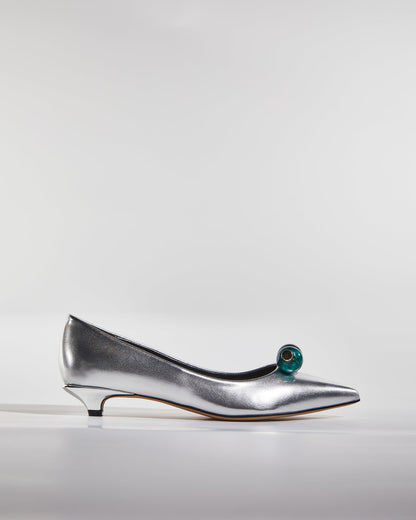 Bay Beads Metallic Kitten Heels In Silver