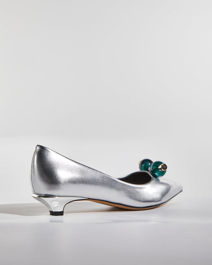 Bay Beads Metallic Kitten Heels In Silver