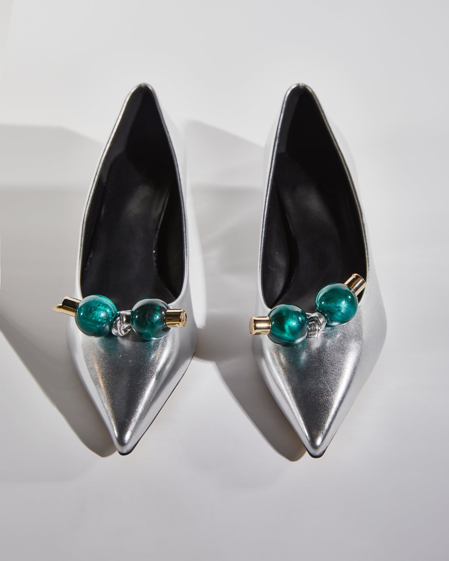 Bay Beads Metallic Kitten Heels In Silver