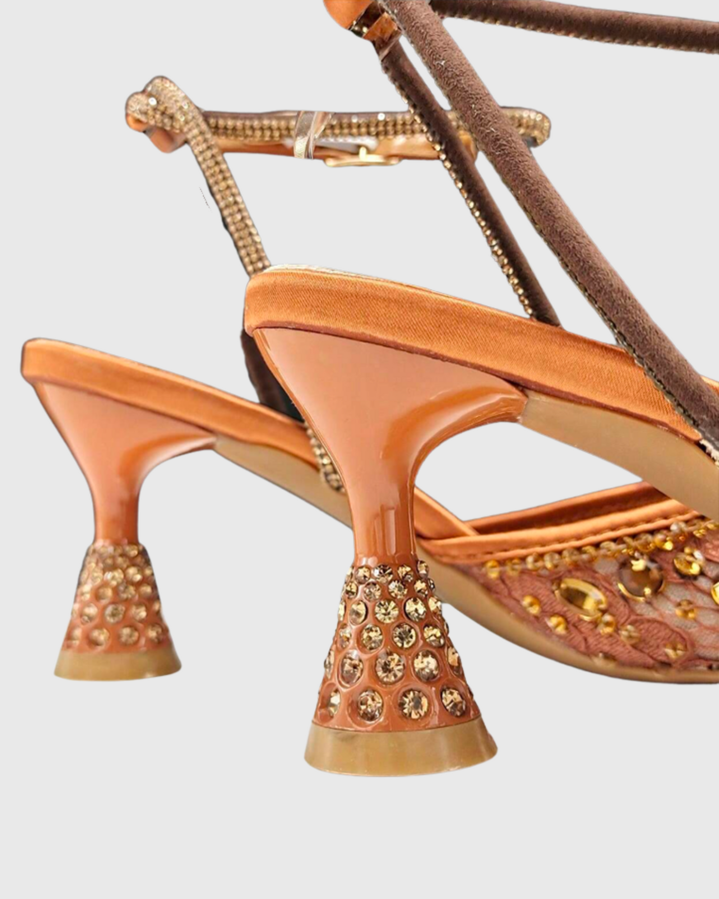 Belen Diamond Lace Slingback Pumps In Brown