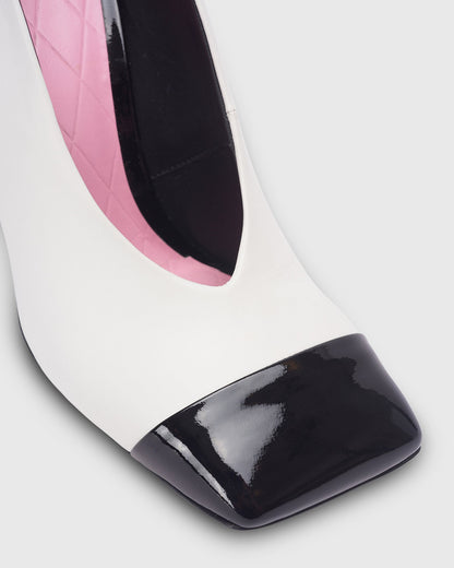 Berenice Flared Heel Leather Pumps