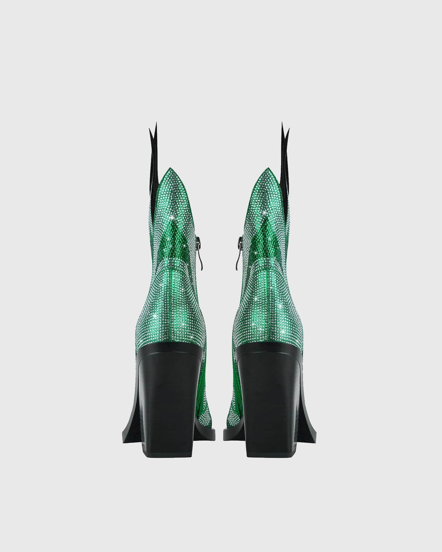Beronia Rhinestone Embellished Flame Ankle Boots In Green