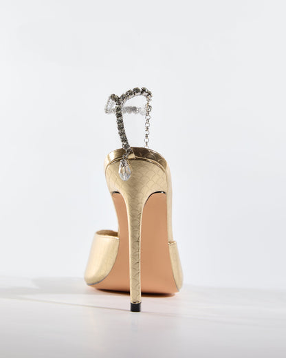 Bryn Fish Scales Diamond Strap Sandals In Gold
