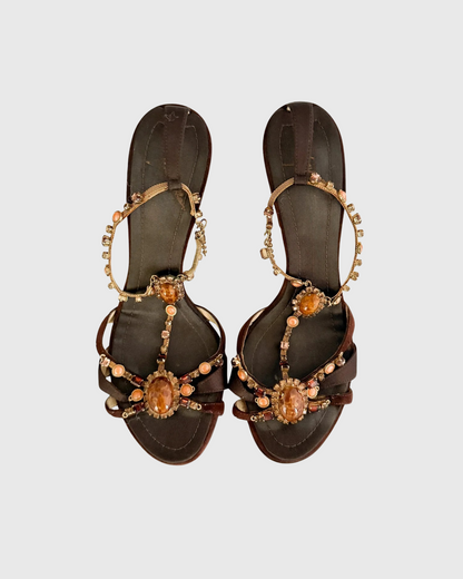 Cahir Vintage Gem T Strap Sandals