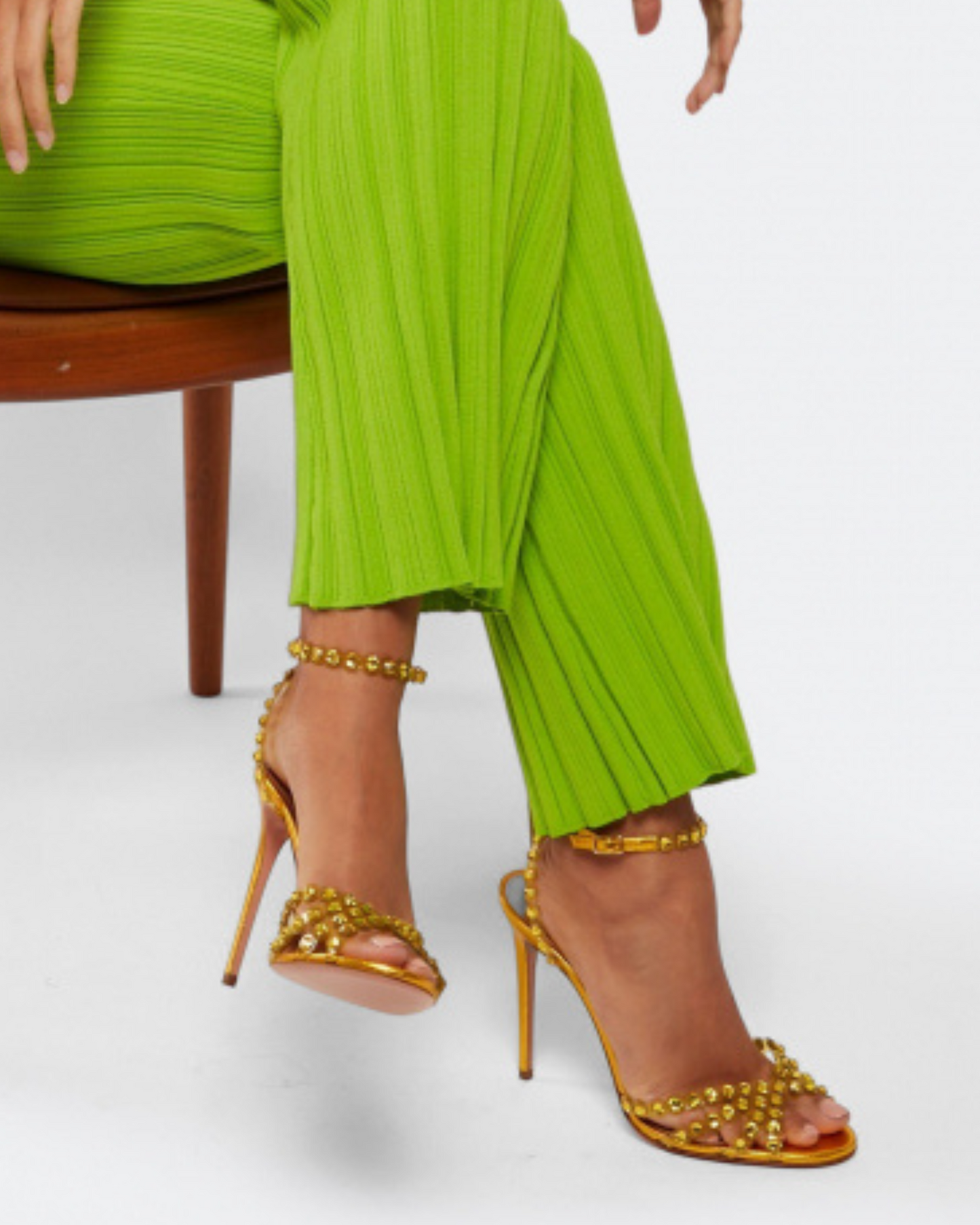 Cameo Rhinestone Embellished PVC Strap Sandals In Yellow