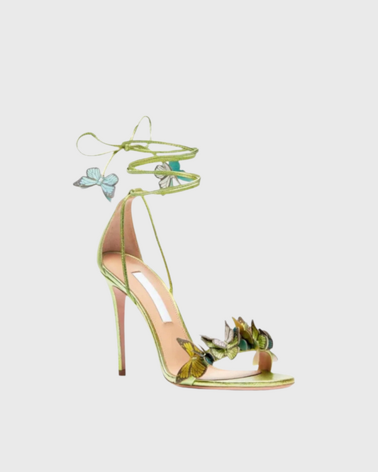 Carla Butterfly Embellished Sandals In Chartreuse