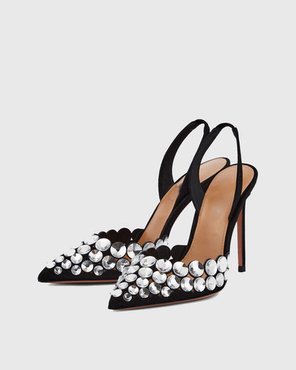 Carolina Rhinestone Slingback Pumps In Black