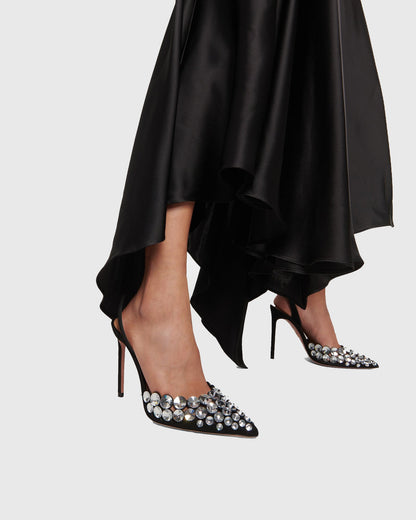 Carolina Rhinestone Slingback Pumps In Black