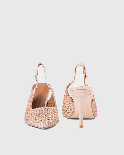 Carolina Rhinestone Slingback Pumps In Champagne