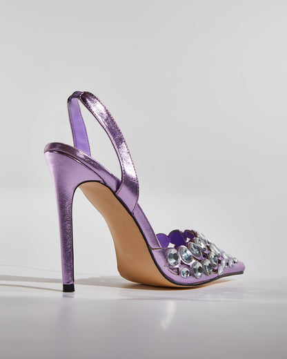 Carolina Rhinestone Slingback Pumps In Purple