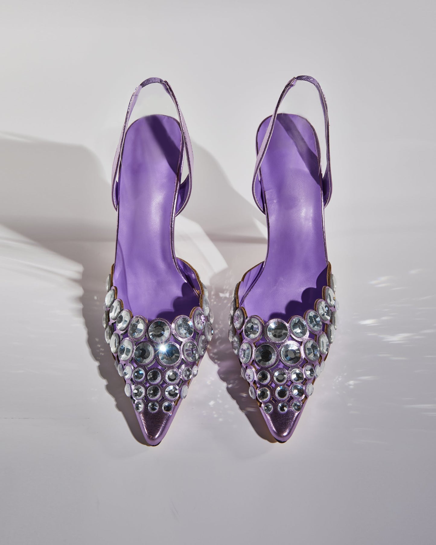 Carolina Rhinestone Slingback Pumps In Purple