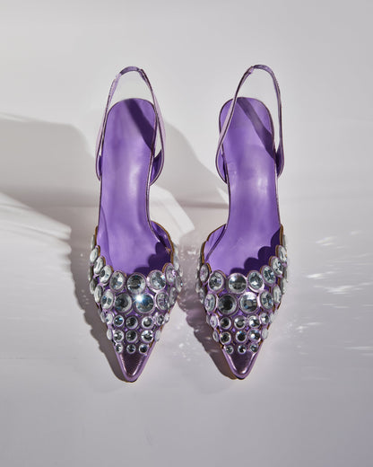 Carolina Rhinestone Slingback Pumps In Purple