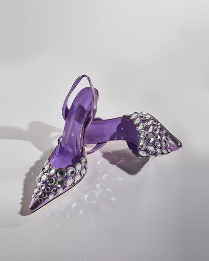 Carolina Rhinestone Slingback Pumps In Purple