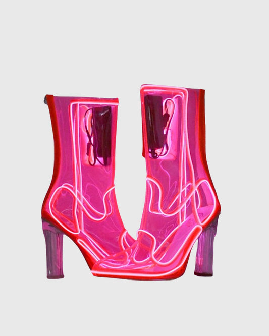 Celeste LED PVC Mid Calf Boots In Hot Pink
