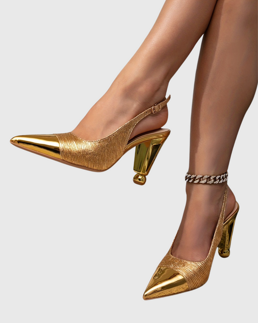 Chloe Sparkle Ruch Slingback Pumps In Gold