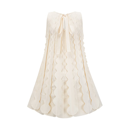 Axelle white wavy-detail sleeveless mini dress
