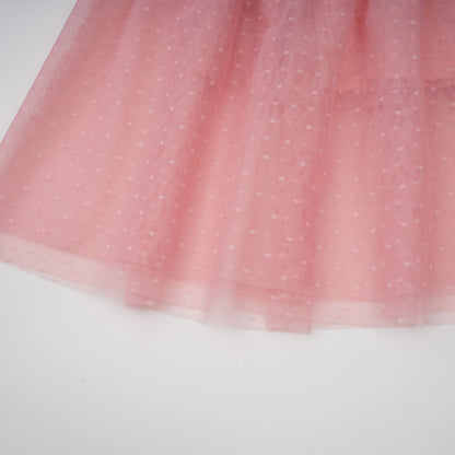 Aimée pink dot-detail ruffled tulle midi dress