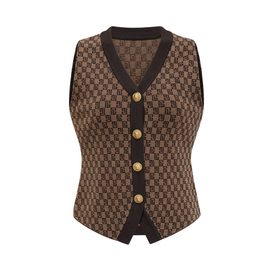 Cyrielle monogram-jacquard top & trousers matching set