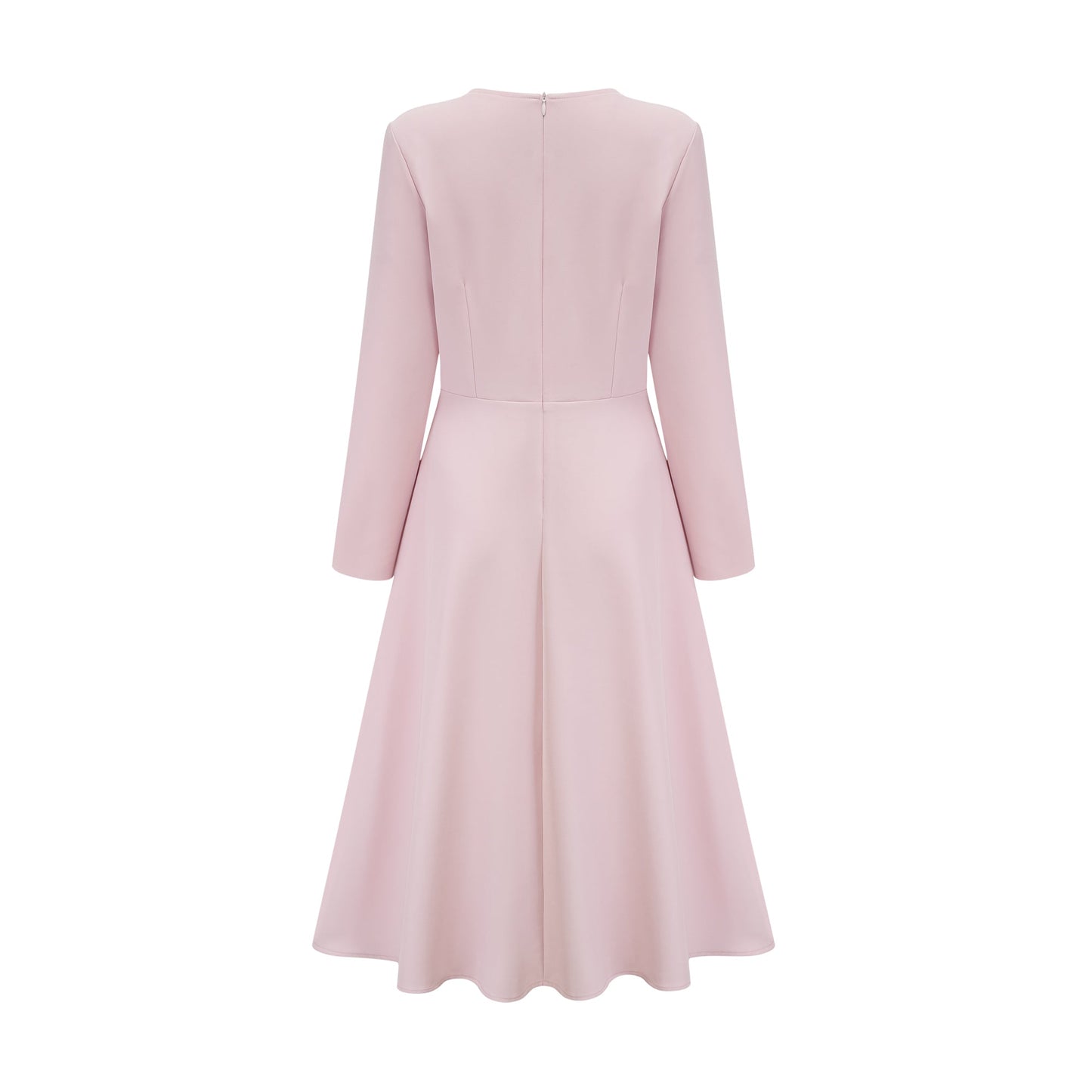 Elise pink bow-detail split-neck midi dress