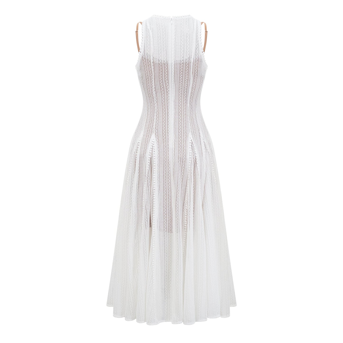 Hélène white pointelle puff midi dress