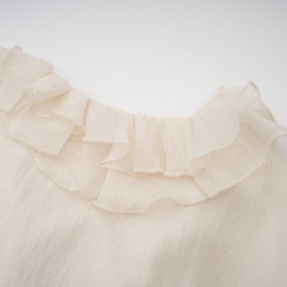 Zéphyrine floral-appliqué tiered mini dress in Neutrals