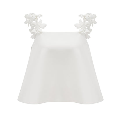 Odette white faux-floral top & skirt matching set