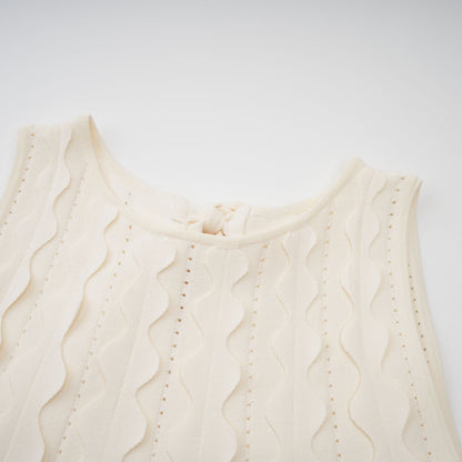 Axelle white wavy-detail sleeveless mini dress