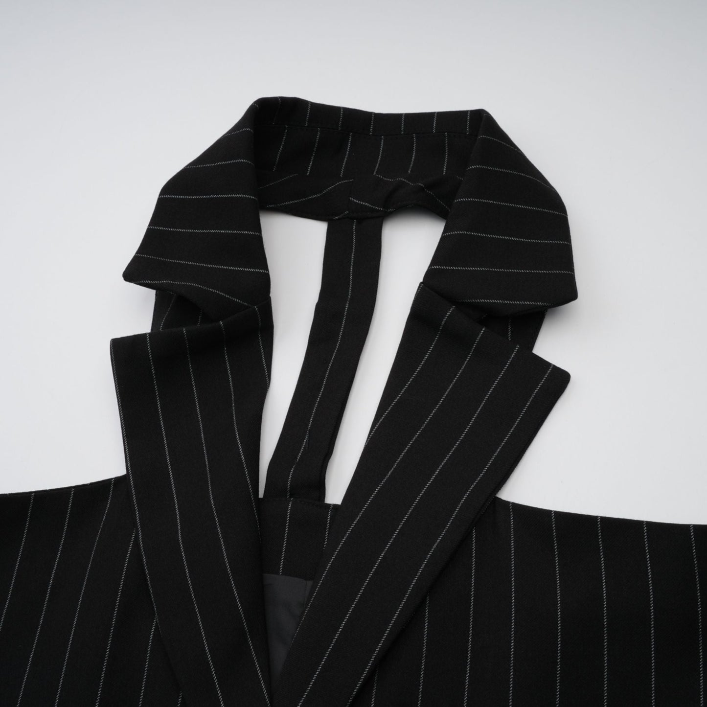 Stefania black striped open-back blazer