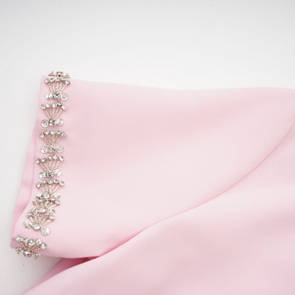 Cassiopeia crystal-accented pink bow midi dress