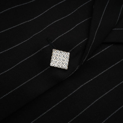 Stefania black striped open-back blazer