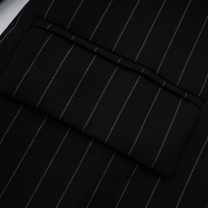 Stefania black striped open-back blazer