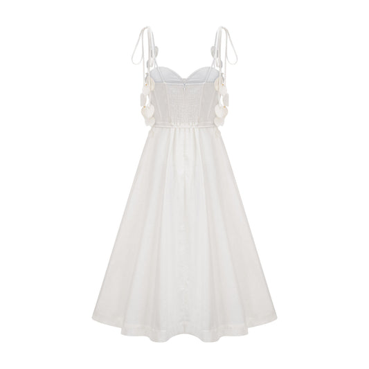 Hélène white corset midi dress