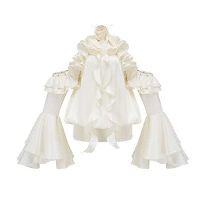 Fleur floral cold-shoulder ruffled mini dress