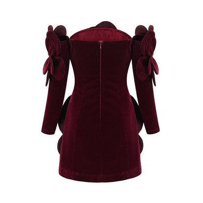 Azura Red Floral Appliqué Mini Dress