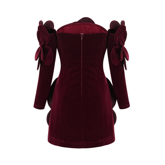 Azura Red Floral Appliqué Mini Dress