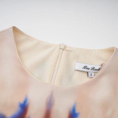 Urbaine smudged graffiti-print silk midi dress