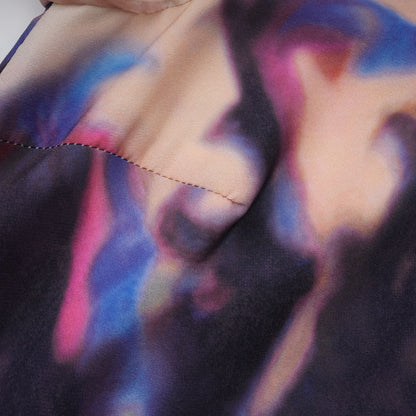 Urbaine smudged graffiti-print silk midi dress