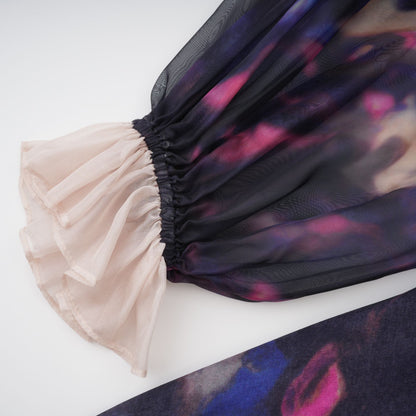 Urbaine smudged graffiti-print silk midi dress