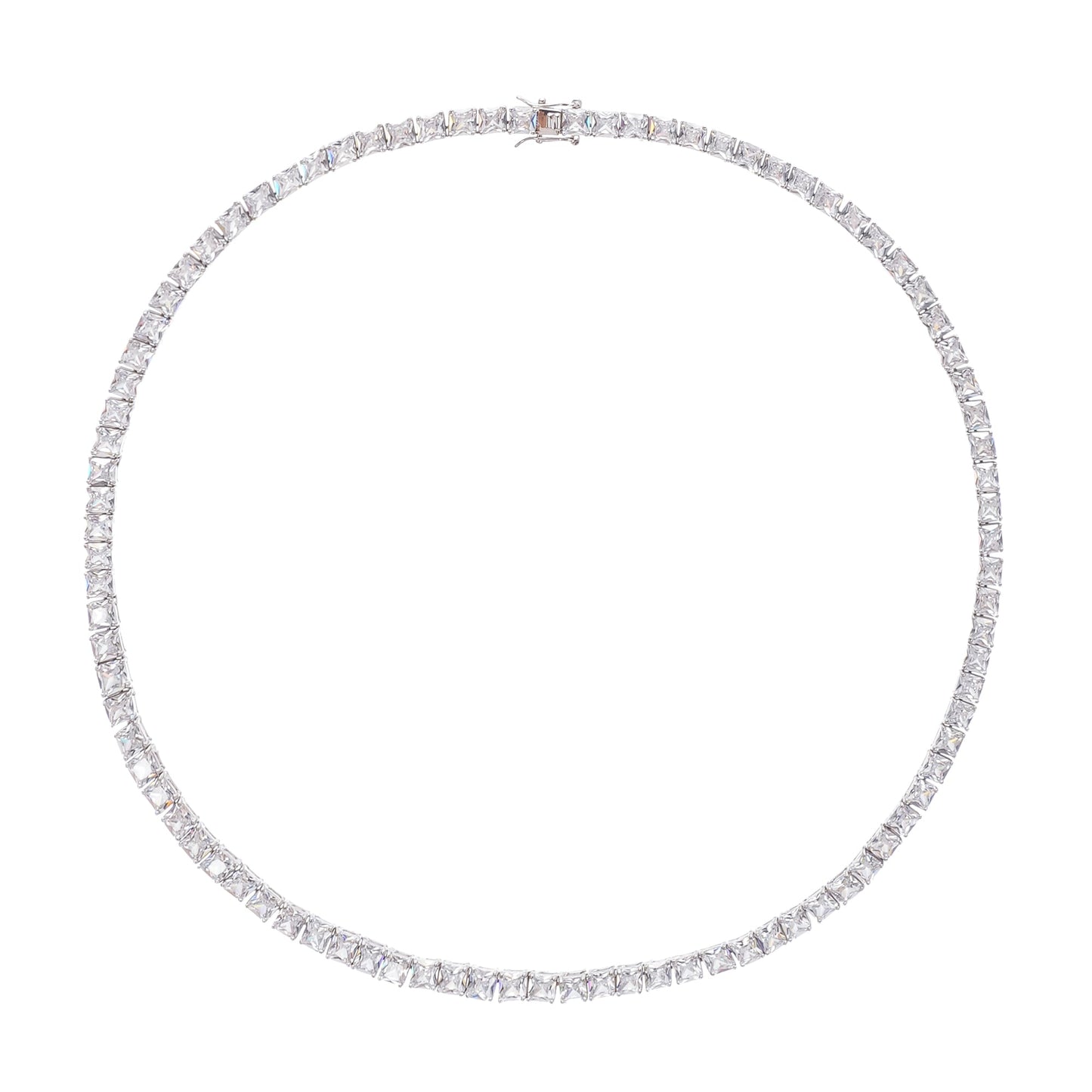 Avril Silver Tone Square Cut Crystal Embellished Necklace