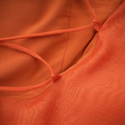 Carrie orange halterneck flounced maxi dress