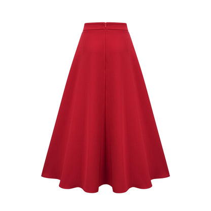 Colette red pleated blouse & skirt matching set