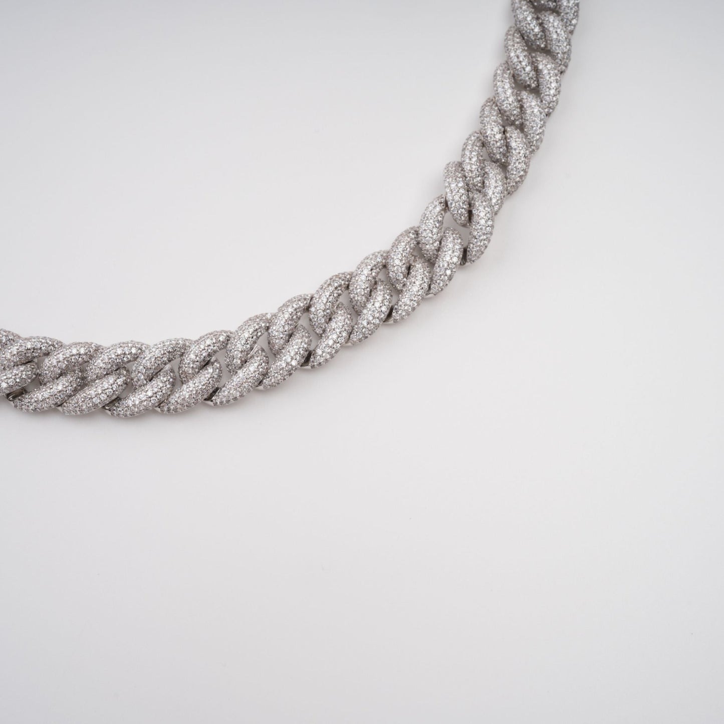 Frida Silver Tone Cuban Link Crystal Embellished Necklace