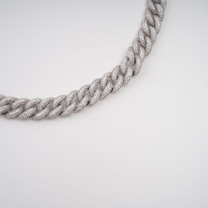 Frida Silver Tone Cuban Link Crystal Embellished Necklace