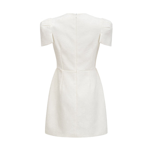 Coralie white petal-detail buttoned mini dress