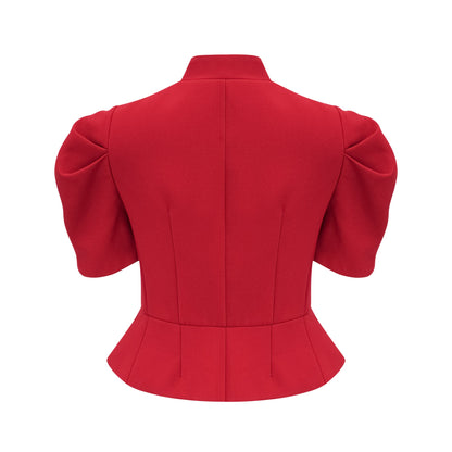 Colette red pleated blouse & skirt matching set