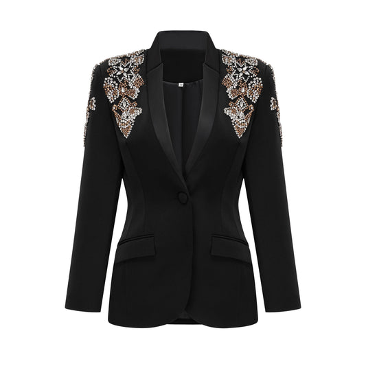 Delphine black embellished jacket & trousers matching set